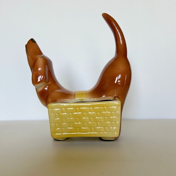 Vintage 1950s Ceramic Dachshund Wiener Dog Dresser Valet, Caddy, Planter - Picture 1 of 9